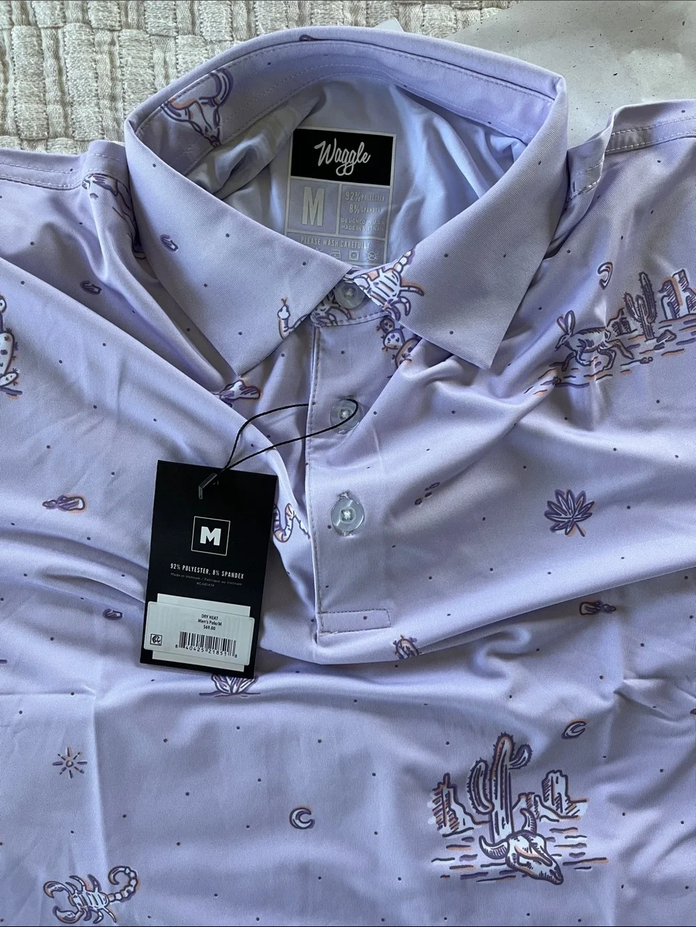 Waggle Golf Men's Lavender Desert-Print Polo Shirt - Picture 2 of 4